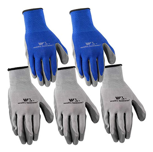 Guantes De Trabajo De Nitrilo, 5 Unidades Talla L Color Gris