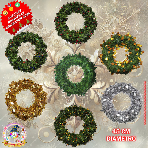 Coronas Navideñas Navidad Modelos Diferentes 45cm Mayoreo