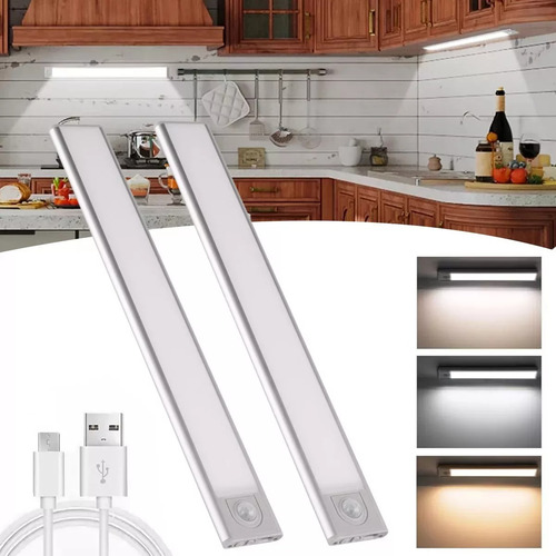30cm Lámpara Premium 60 Led Barra Luz Sensor Movimiento Casa Blanco