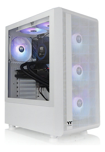 Chasis Gamer Atx Thermaltake S200 Tg Argb Snow + 3 Ventiladores Argb 120 Mm Vidrio Templado