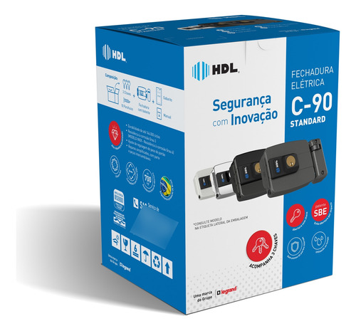 Fechadura Eletrônica C-90 Std Hdl Dupla Cinza Ab P/ Dentro