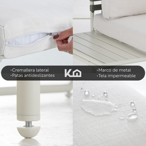Juego De Sala L sunset Ratán Sofá Seccional Para Exterior Jardín Color Verde Con cojines Y Mesa De Centro 5 piezas Mueble De Patio Terraza Balcón Kingshouse