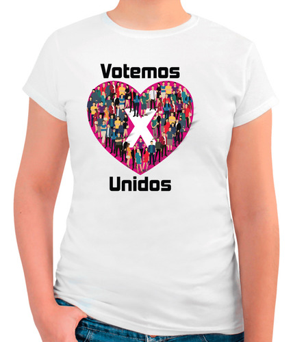 Playera Diseño Votemos Unidos - Corazón Rosa - Votar - 03