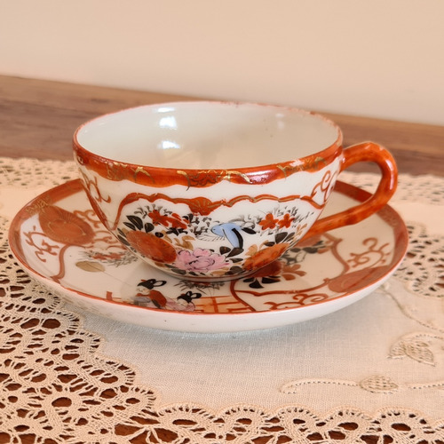 Taza De Té Porcelana Japonesa Antigua Cáscara De Huevo