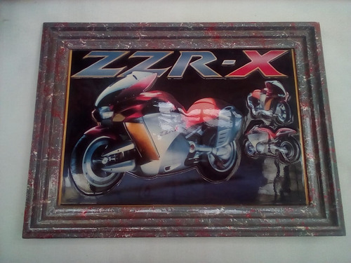 Cuadro Decorativo Moto Deportiva Zzr-x, 3d, Enresinado Nuevo