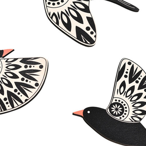 2 X 3 Piezas De Pájaros De Madera Decorativos Para Pared,