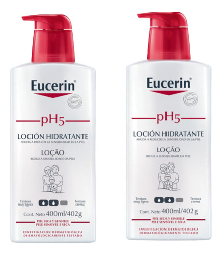 Combo X2 Loción Eucerin Corporal Ph5 Piel Seca 400 Ml