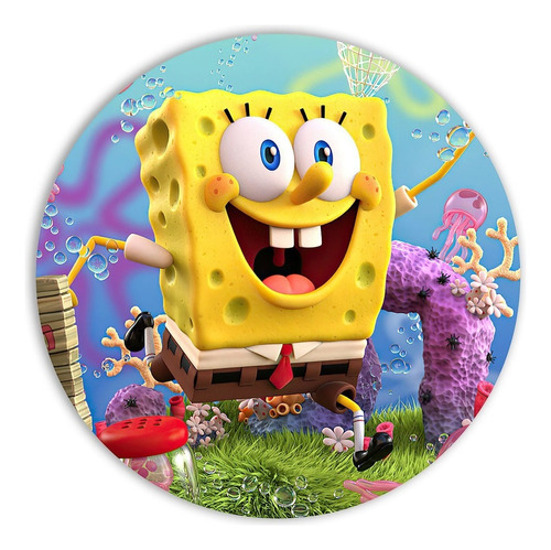 Veste Fácil Painel Aniversário Infantil Em Tecido Sublimado Cor Colorido Personagem Bob Esponja