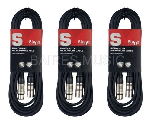 Imagen 1 de 1 de Kit X 3 Cables Stagg Cannon Cannon 3 Metros Xlr Balanceado