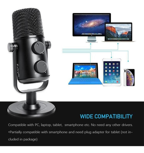 Microfone Condensador,usb-c,cardioide P/ Smartphone,tablet