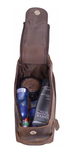 Komalc Genuino Cuero De Búfalo Unisex Neceser Viaje Dopp Kit