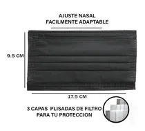 Comprar 500 Cubrebocas Tricapa Termosellado Mascarilla Plisado Negro
