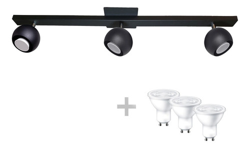 Lampara Barral Aplique Techo 3 Luces Bocha +led Gu10 Puraluz