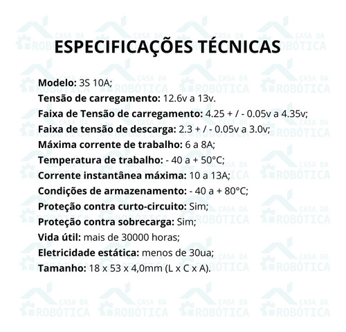 Imagem 5 de 8 de 5 Pcs Placa Proteção Bms 3s 10a Carregador Bateria Lítio Nfe