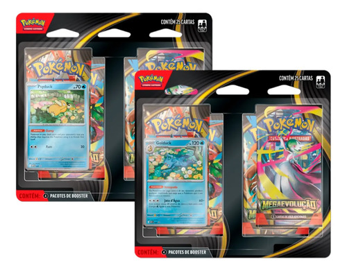 Kit 2 Blister Quadruplo Booster Pokémon Mega Evolução Tcg