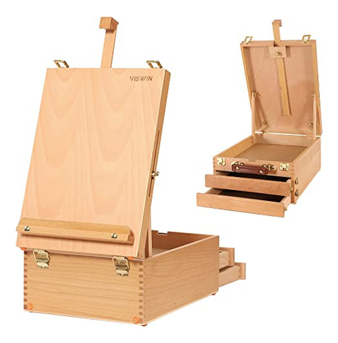 Large Tabletop Easel Box With 3-drawer, Hold Canvas Up ...