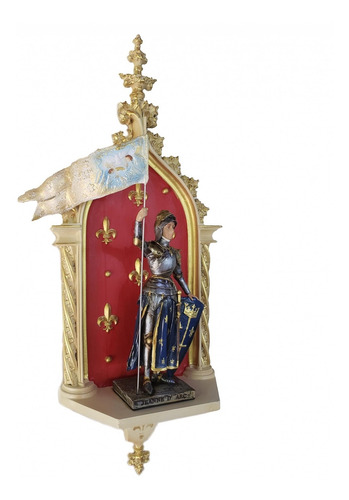 Imagem 2 de 5 de Imagem Santa Joana D'arc + Peanha Oratório Gótico