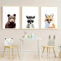 Comprar Set X3 Cuadros 33x43 Cm Completos Fotos Animales León Jirafa