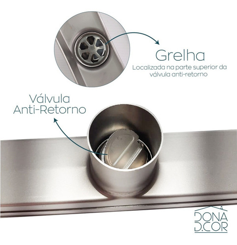 Ralo Linear 90 Cm Aço Inox Tampa Invisível Oculto Retangular Box Banheiro Luxo Não É Pvc Dona D.cor