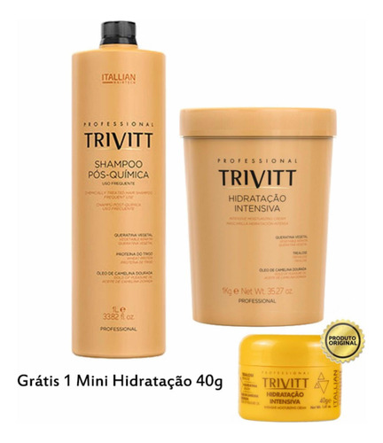 Shampoo 1 Litro Trivitt + Hidratação 1 Kg Trivitt
