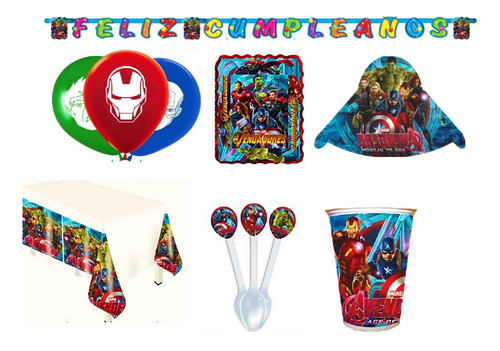Kit Infantil Decoración Fiesta - Avengers X12 Invitados