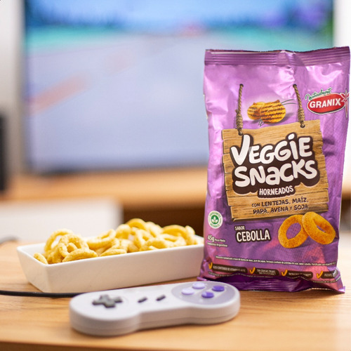 Imagen 3 de 10 de Veggie Snacks Cebolla Horneados Snack Salado 45g Granix