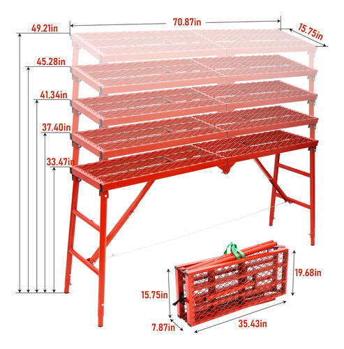 Andamio Plegable Plataforma Acero Galvanizado 70 87 In