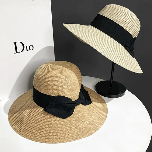 Sombrero De Paja De Playa De Verano Para Mujer Con Ala Ancha
