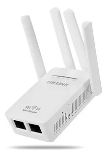 Repetidor Amplificador Señal Wifi 4antenas Rompemuros 2,4ghz Color Blanco