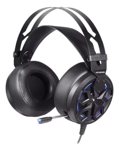Headset Gamer Com Microfone Cabo 1,6m Motospeed H60 7.1 Drivers 50mm Preto Com Led Azul Usb Redução De Ruidos Ajuste 3d Earcups De Espumas
