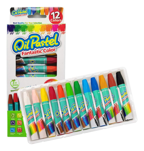 Set 12 Crayones Oil Pastel Acuarelable Super Lavable 