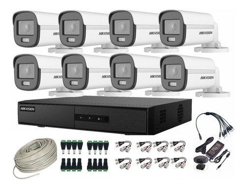 Cctv Kit Hikvision Pro Dvr 16ch + 8 Cam Colorvu 2mp Lite 