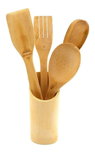 Juego Set De Menaje Utensilios De Cocina Madera Tcs