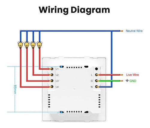 Interruptor Inteligente Wifi 4 Teclas Com Tomada Novadigital