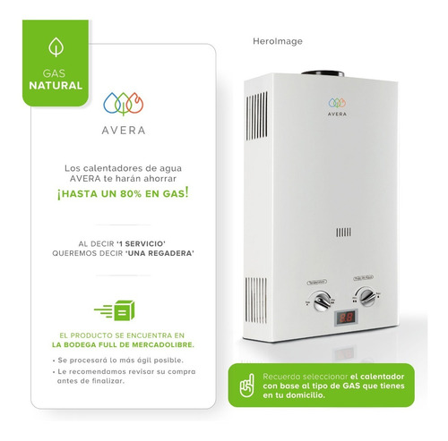 Imagen 4 de 10 de Calentador De Agua 1.5 Servicios. Avera C8lnat. Gas Natural.