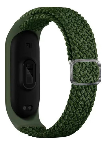 Malla De Tela Elastica Compatible Con Reloj Smart Band Xiaomi Mi Band 5 6 7 Generica Marca Miaband Color Verde Oscuro