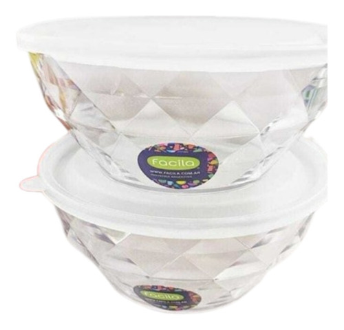 20 Bowls Plastico 14 Cm Ensaladera Acrílico C/tapa 450cc