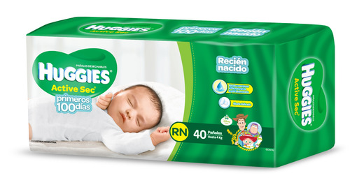 Imagen 1 de 1 de Pañales Huggies Active Sec RN 40 u