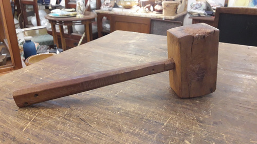 Antiguo Martillo De Madera Para Carpintero Gran Tamaño