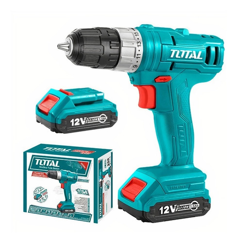 Taladro Atornillador Inalámbrico 12v Total 600 Rpm + Bateri Color Turquesa Frecuencia 50 Hz/60 Hz