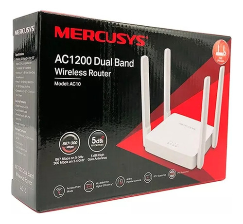 Router Wifi Mercusys Ac10 Doble Banda 5g Ac1200 Fibra Optica