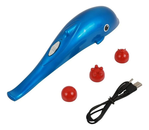 Masajeador Delfin Eléctrico Con 3 Puntas 27 Cm - Cable Usb Rojo