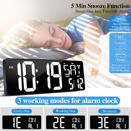 Reloj De Pared Digital Grande Control Remoto 17.2 Led ...