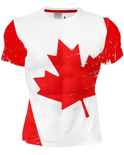 Playera Sublimada Caballero Bandera Canadá La Hoja De Arce