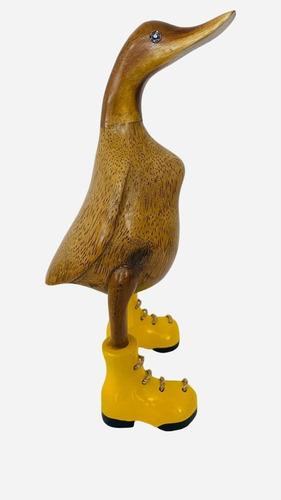 Pato De Madeira Com Botas Amarelas Tamanho P 25cm