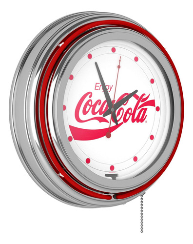 Coca-cola  Enjoy Coke Cromado Doble Anillo Reloj De Neón, 14