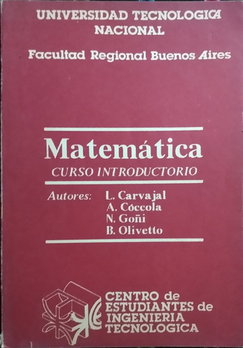 Matemática Curso Introductorio / L. Carvajal / Usado