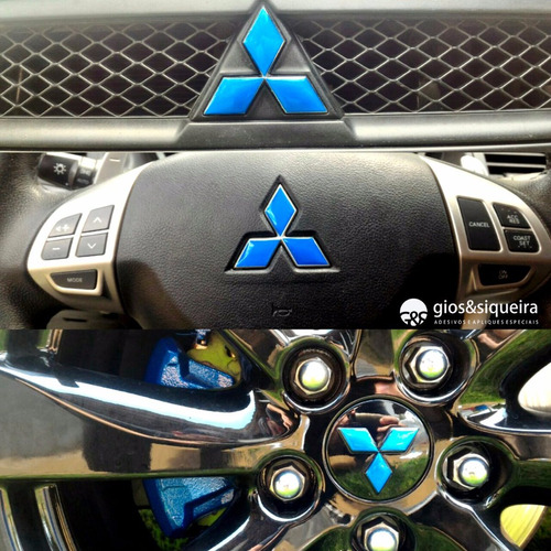 Combo Apliques Azul Refletivos Relevo Lancer Ralliart