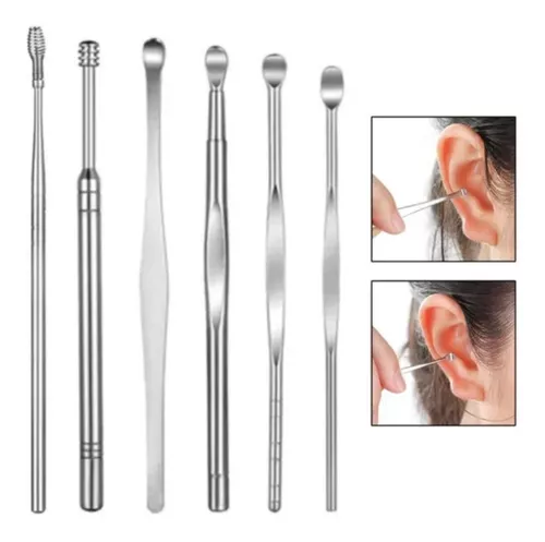 Removedor de cera de oído Limpiador de cera de oído Limpia oídos  Herramienta de limpieza de oídos Hisopo en espiral seguro con 16 piezas