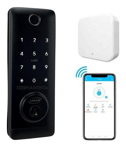 Fechadura Digital Imab D100 Preta Rolete Com Gateway Airbnb